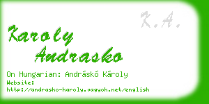 karoly andrasko business card