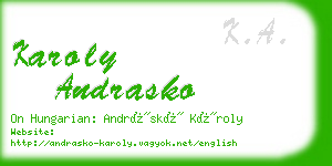karoly andrasko business card